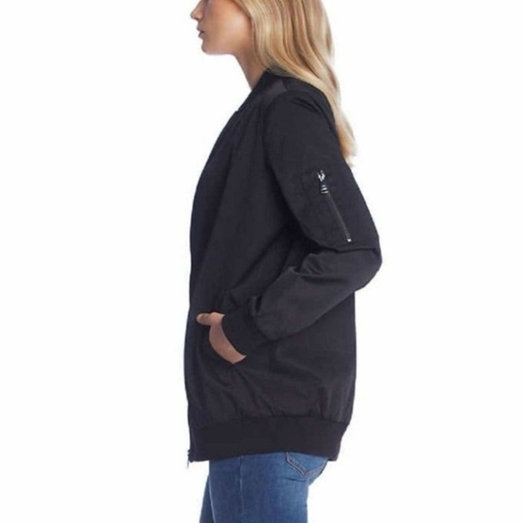 Bernardo Black Satiny Bomber Boyfriend Zip Up Jacket Small - Picture 4 of 16